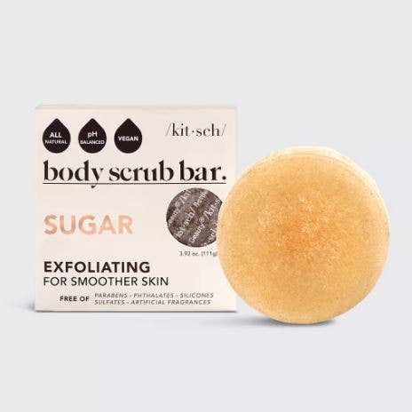Luxurious Sugar Exfoliating Body Scrub Bar, gently buffs away dead skin with sugar scrub exfoliant for a radiant glow